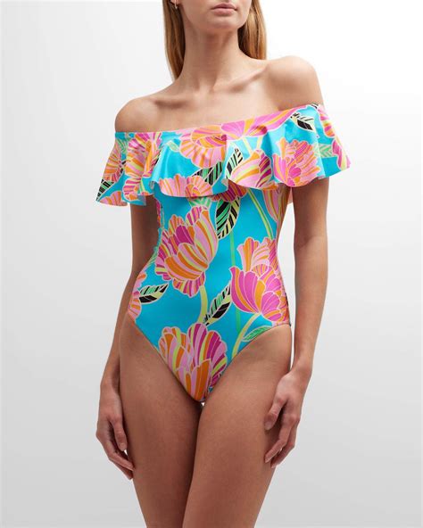 Buy Trina Turk Poppy Ruffle One-piece Swimsuit - Multi At 75% Off
