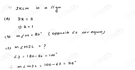 Solved Consider Parallelogram Jklm Below Use The Information Given In