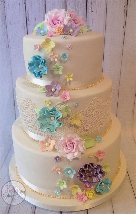 Rainbow Pastel Wedding Cake