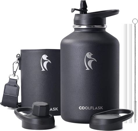 Amazon Coolflask Oz Water Bottle Insulated With Pu Leather