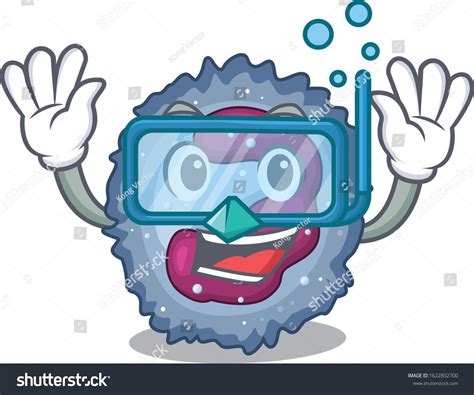 Cartoon Character Neutrophil Cell Wearing Diving Stock Vector Royalty