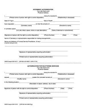 Fillable Online Oregon EMBALMING AUTHORIZATION FORM State Of Oregon