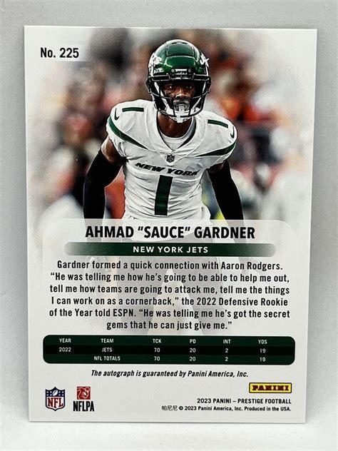 Ahmad Sauce Gardner 2023 Prestige Xtra Points Auto 225 Jets EBay