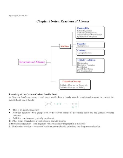 Pdf Chapter Notes Reactions Of Alkenes Remondini Reactions Pdf