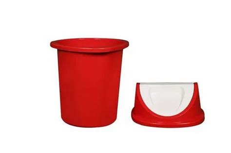 Red Blue Green Cylindrical Vectus Plastic Dustbin For Home Outdoor