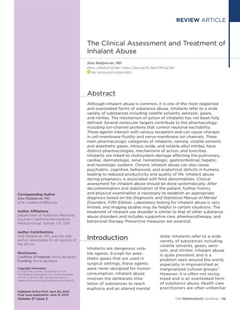 Pdf The Clinical Assessment And Treatment Of Inhalant Abuse