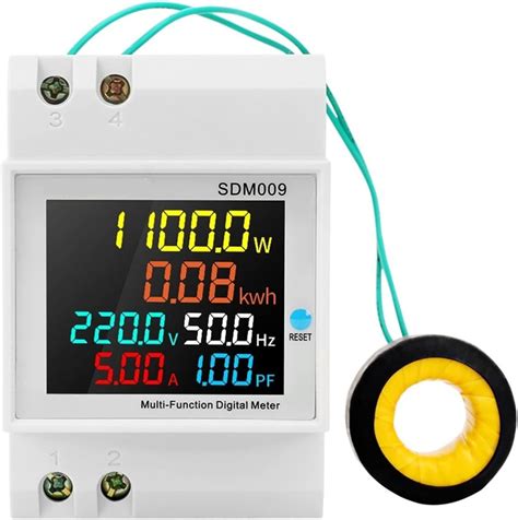 CAUSSO Digital Energy Meter Tester Din Rail LCD Digital Voltmeter