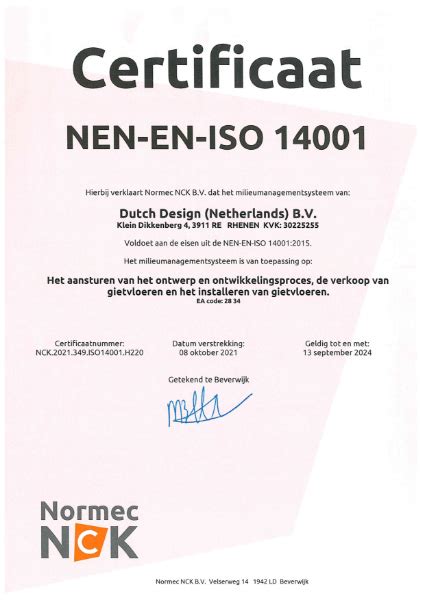 Iso 14001 Certificate Senso Uk Designs Limited Nbs Source