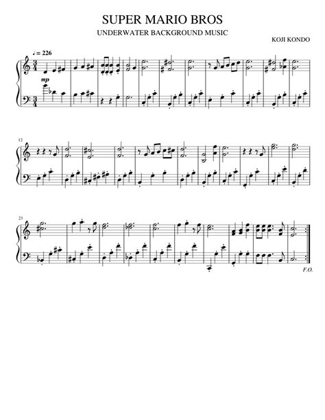 Super Mario Bros Sheet Music For Piano Solo