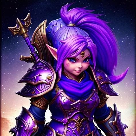 Ai Art Generator Full Armor Warrior Female Gnome Violet Hair