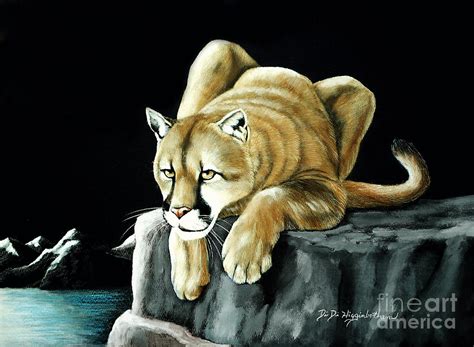 Mountain Lion Painting by DiDi Higginbotham