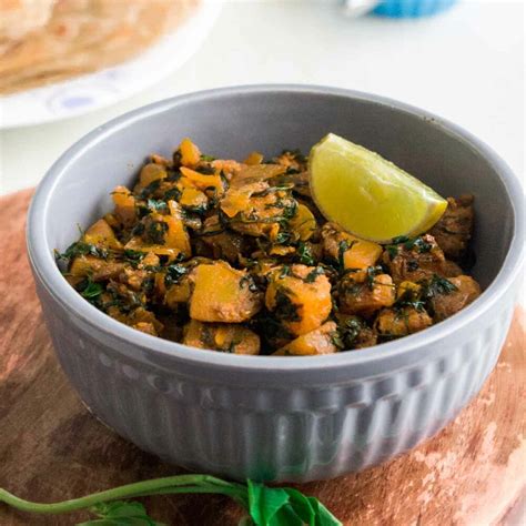 Punjabi Dry Aloo Methi Recipe Potatoes Sauteed With Fenugreek Leaves