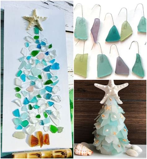 Seaglass Christmas Decorations Mini Trees Ornaments Garlands And More