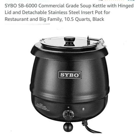 Sybo Sb 6000 Commercial Grade Soup Kettle With Hinged Lid And