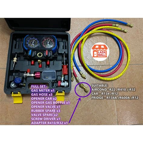 FULL SET MANIFOLD GAUGE SH 8003 GAS METER UNIVERSAL AIRCOND CAR