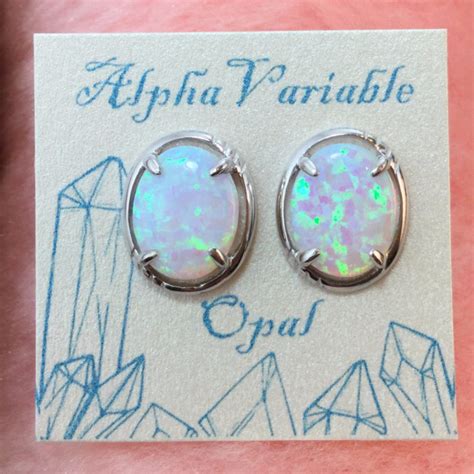 Sterling Silver Opal Stud Earrings - AlphaVariable