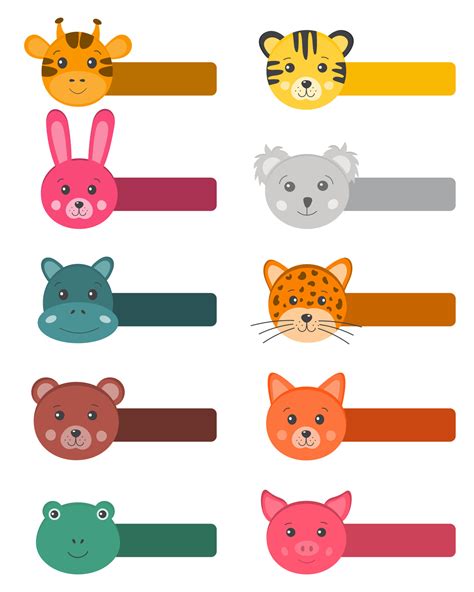 Cute sticky note papers printable set with funny animals faces in ...