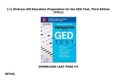 Mcgraw Hill Education Preparation For The Ged Test Third Edition