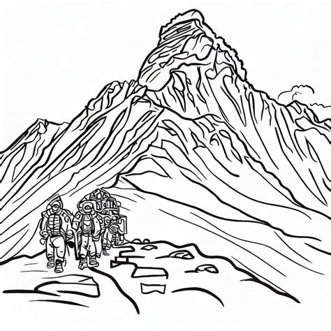 Desenhos De Escalando O Monte Everest Para Colorir E Imprimir