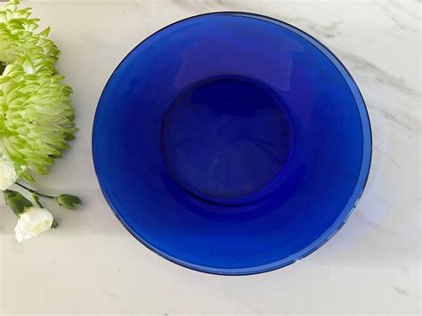 Vintage Cobalt Blue Glass Serving Dishes Or Platters 2 Etsy