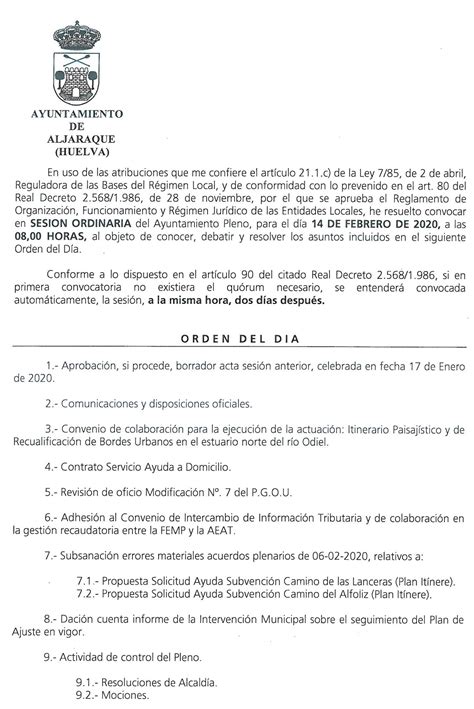 Convocatoria Sesi N Plenaria Ordinaria Febrero