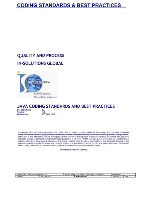 Pdf Isg Qp Cs Java Coding Standards And Best Practices