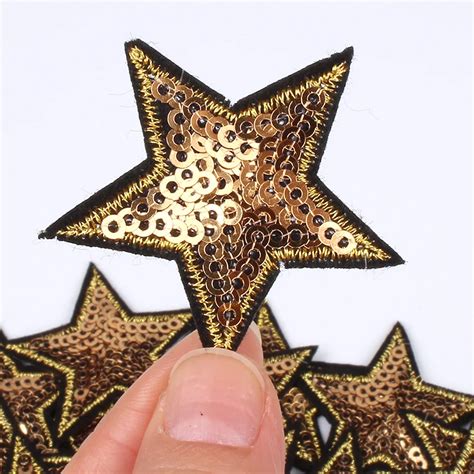 Star Sequins Patch Black Sequin Gold Star Patches Red Black Star