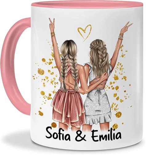 Tee4b Célébration des meilleurs amis Tasse Rose Personnalisée Café Thé