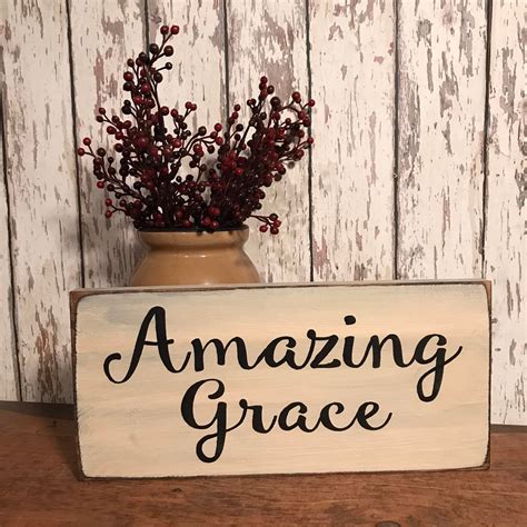 Amazing Grace Primitive Wood Sign Color Choices 55 X 12 Wide