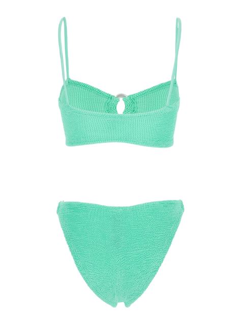 Hunza G Misty Green Bikini With Fixed Spaghetti Straps And Cut Out With