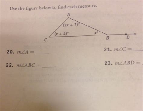 Solved Use The Figure Below To Find Each Measure M Angle A