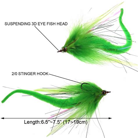 Elllv 1PC 2PCS 2 0 Dragontail Streamers Flies For Bass Muskie Pike