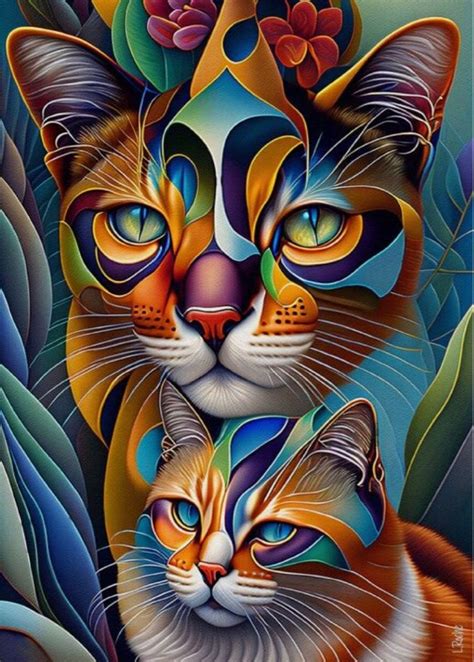 L Roche Digital Art Tribus Cats Cat Painting Abstract Painting