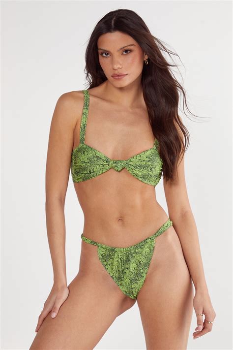 Swimwear Snake Knot Front Crop Bikini Set NastyGal