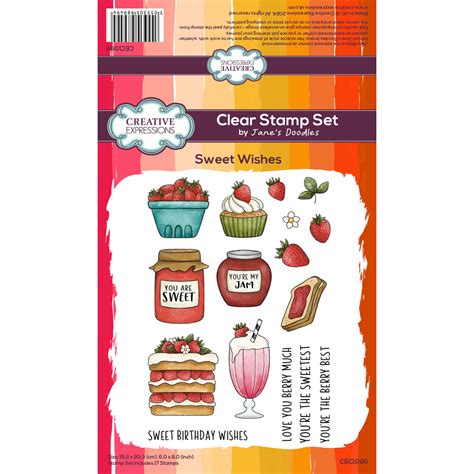 Janes Doodles Clear Stamp Sweet Wishes Cec1096 Craftlines Bv