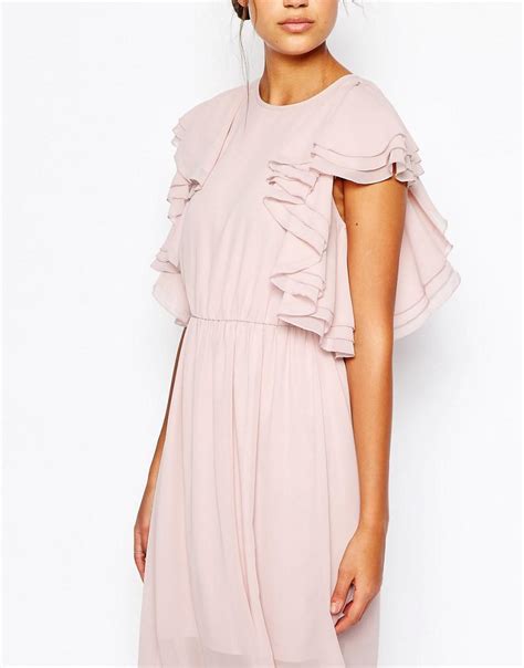 Lyst Asos Ruffle Front Maxi Dress In Pink