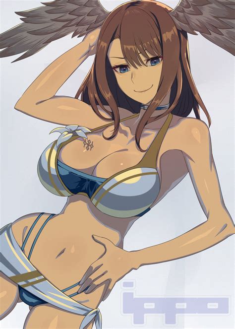 Busty Hentai 1girl 1girl 1girl Alluring Angel Wings Arm Behind Head