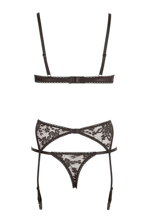 Ensemble Sexy Pi Ces Seins Nus String Ouvert Dentelle Noire