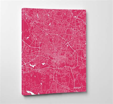 Raleigh City Street Map Print Custom Wall Map Poster North Carolina