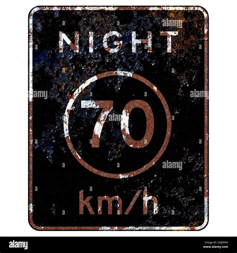 Old Rusty American Road Sign Night Speed Limit Metric Stock Photo Alamy