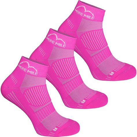 More Mile London 20 3 Pack Eco Friendly Running Socks Pink Start