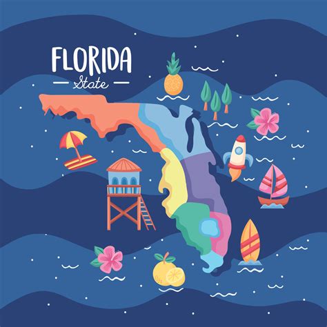 Florida Sunshine State Map