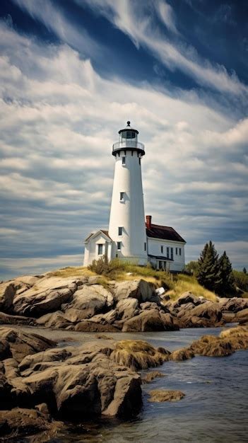 Premium AI Image | lighthouse storm waves splash peaceful landscape ...