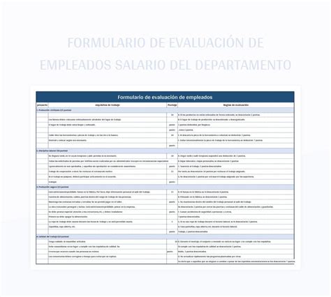 Plantilla de Excel Formulario De Evaluación De Empleados Salario Del