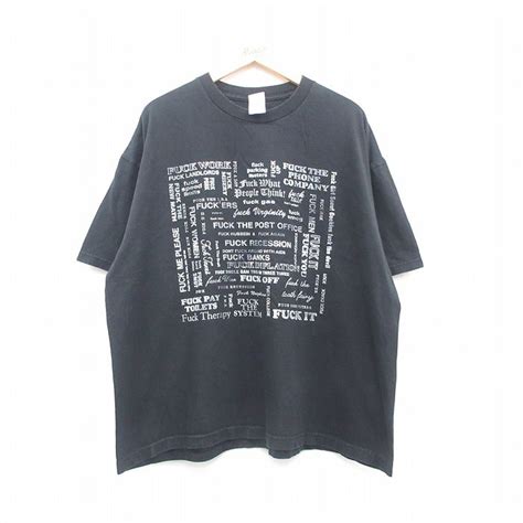 楽天市場中古古着 半袖 ビンテージ ヴィンテージTシャツ メンズ 00年代 00s FUCK 大きいサイズ 2L LL ビッグシルエット ゆったり ビッグサイズ オーバーサイズ
