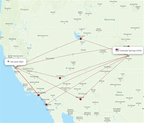 All Flight Routes From San Jose To Colorado Springs Sjc To Cos Flight Routes