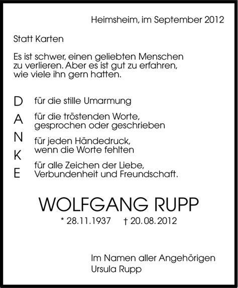 Traueranzeigen Von Wolfgang Rupp Stuttgart Gedenkt De