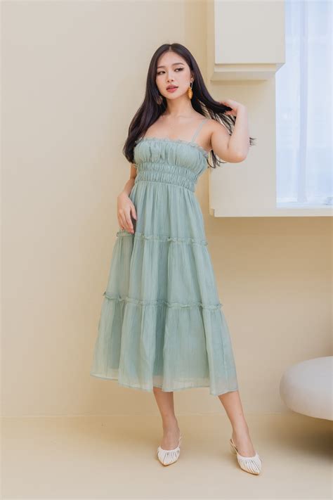 Slow Waltz Chiffon Dress in Sage Green | FlymetoParis