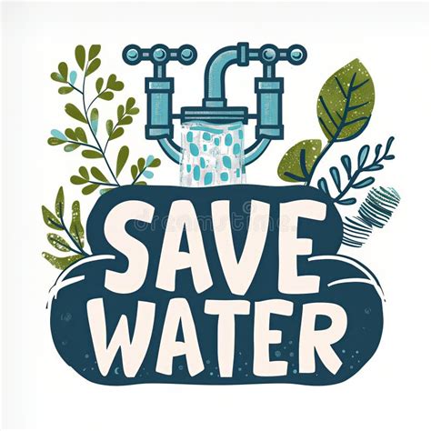 Save Water Sign With Tap Water Stock Vector Illustration Of Sign