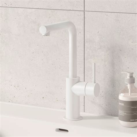 Herzbach SIRO WHITE basin fitting L-Size with tall pillar matt white ...